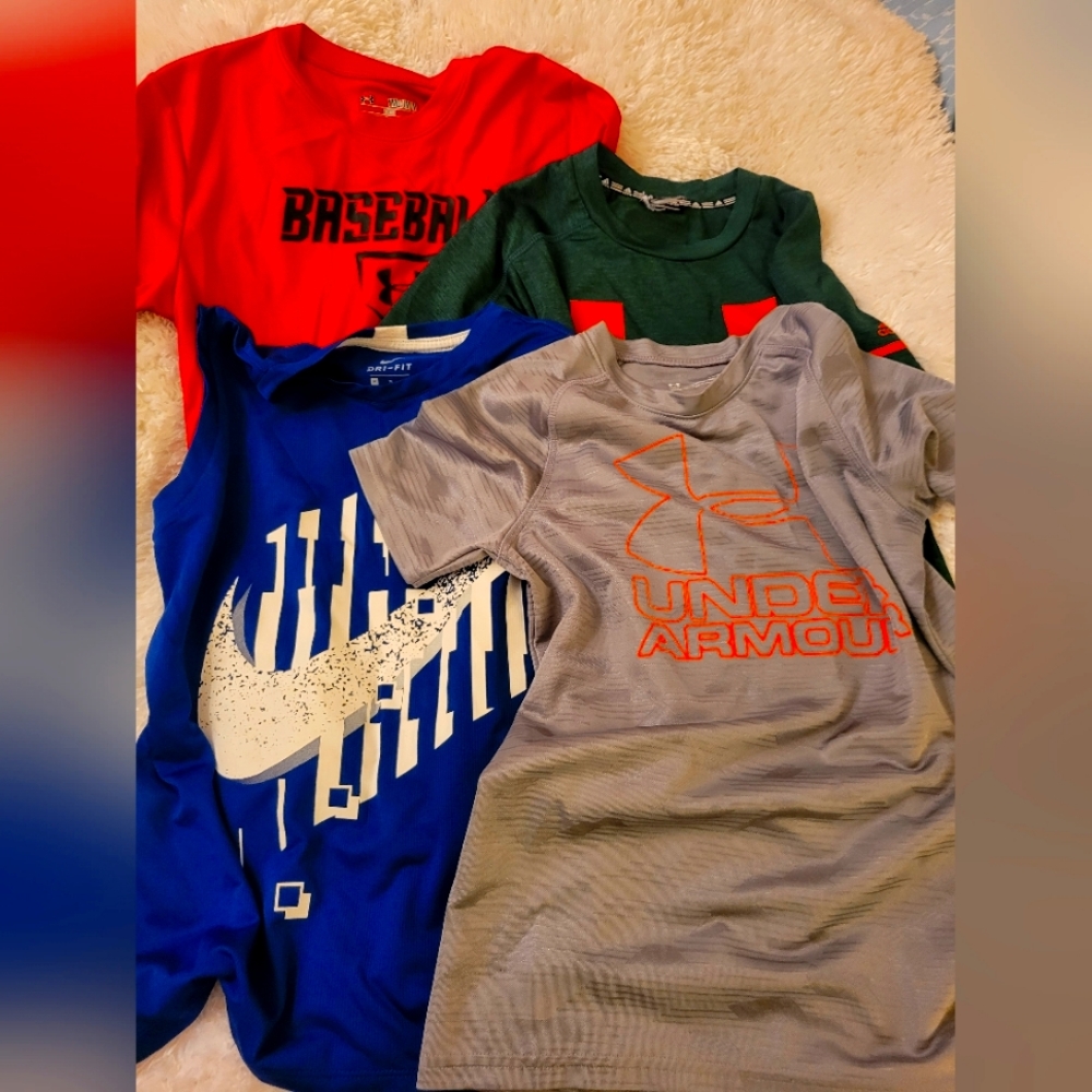 Set Of 4 boys Nike, Adidas & Under Armour tee